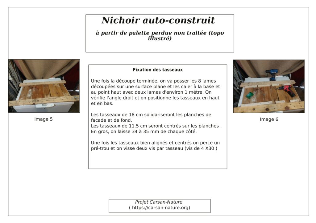 Activité nichoirs auto-construits. Fiche procédure établie par Pierre Pujuguet. Carsan-nature.org